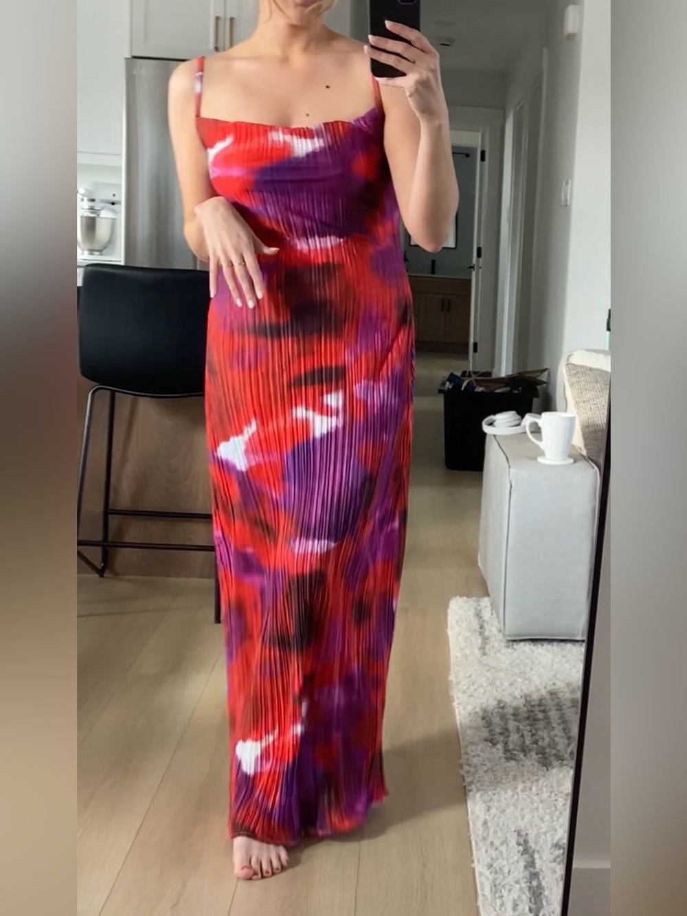 Elegant Red and Purple Wedding Guest Dress